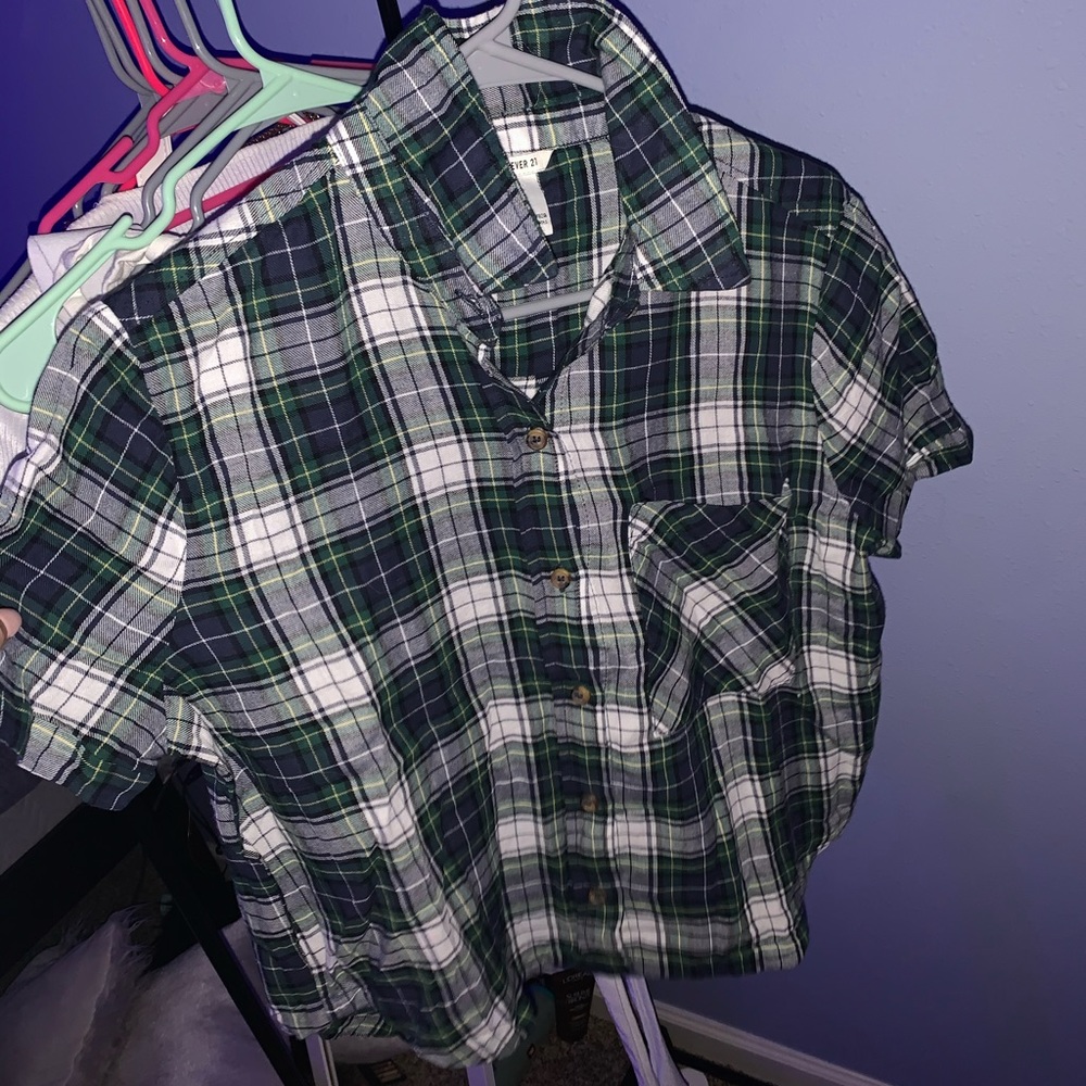 Green stripped flannel